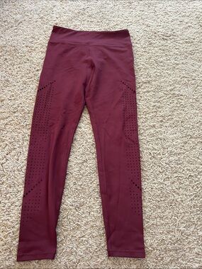 Senita Athletics Burgundy Laser-Cut Active Leggings